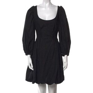 Brock Collection Black Puff-Sleeve Scoop Neck Mini Dress